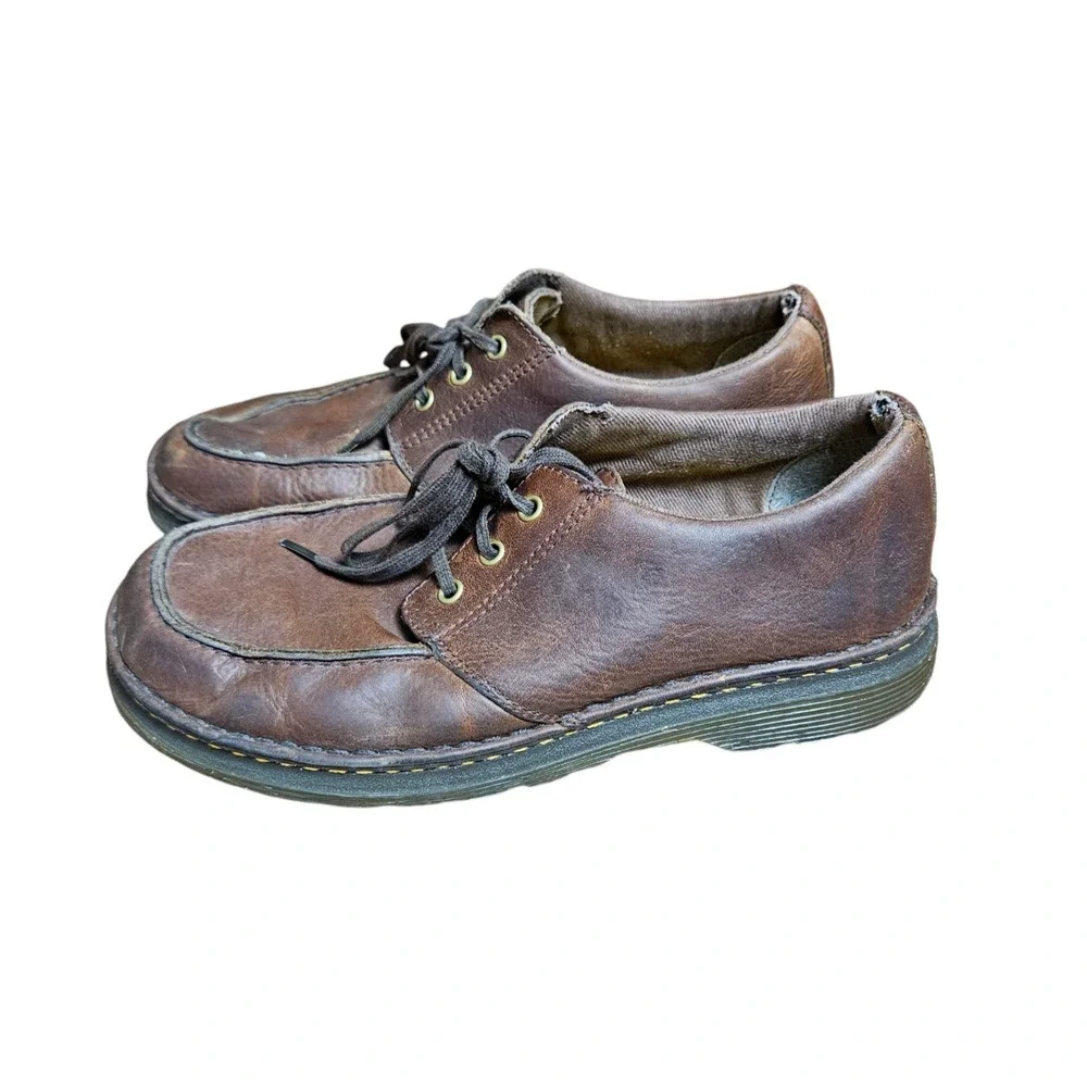 Dr. Martens Lubbock Grizzly Leather Oxford Shoes Dark Brown Mens 10M Vintage Y2K
